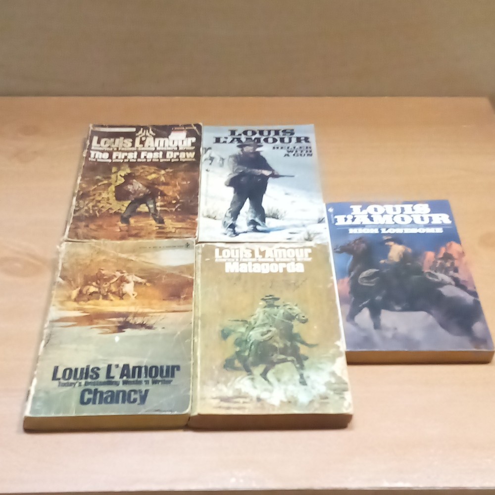 Louis L'Amour Western Paperback Book Lot of 5: First Fast Draw, Heller, Chancy