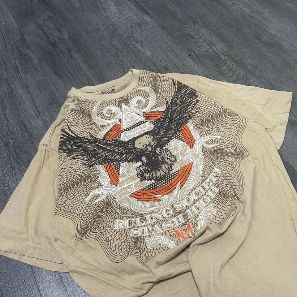 vintage Y2K crazy Illuminati eagle emo grunge graphic tee eagle design Size L