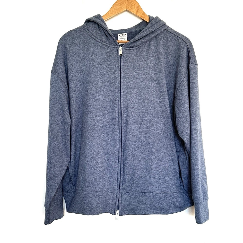 Athletic Works Sweatshirt Women’s XL Blue Hooded Full Zip Long Sleeve Pockets