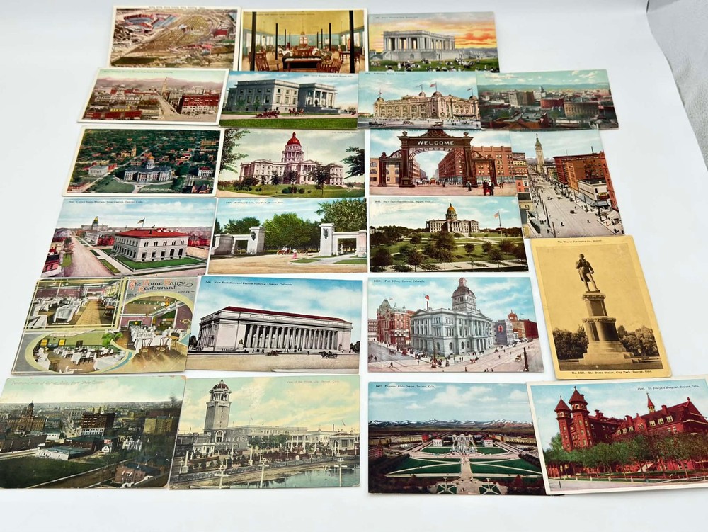 22 Antique Denver Colorado Postcards 1907–1910 City Views Landmarks Vintage