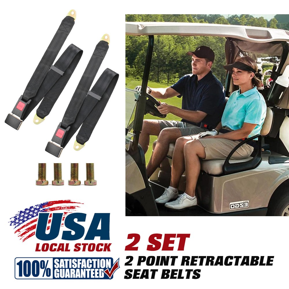 6X 2 Point Fixed Seat Belt Lap Strap Adjustable Safety Belt Black Car Universal