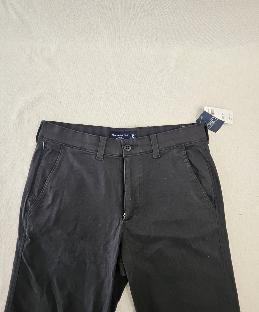 NWT Abercrombie & Fitch Stretch 90s Straight Pants Mens 32x34 Black MSRP $70