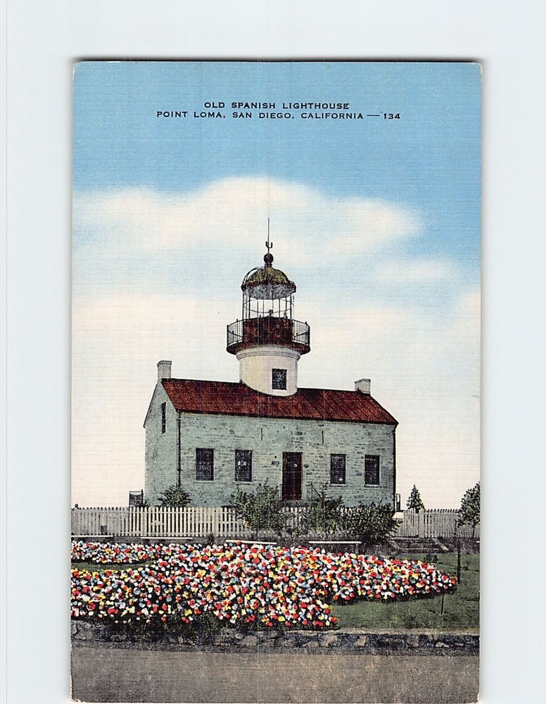 Postcard Old Spanish Lighthouse Point Loma San Diego California USA