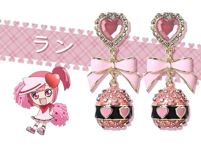 Shugo Chara! Amu Hinamori RAN The Heart's Egg Earrings Jewelry w/Box Japan NEW