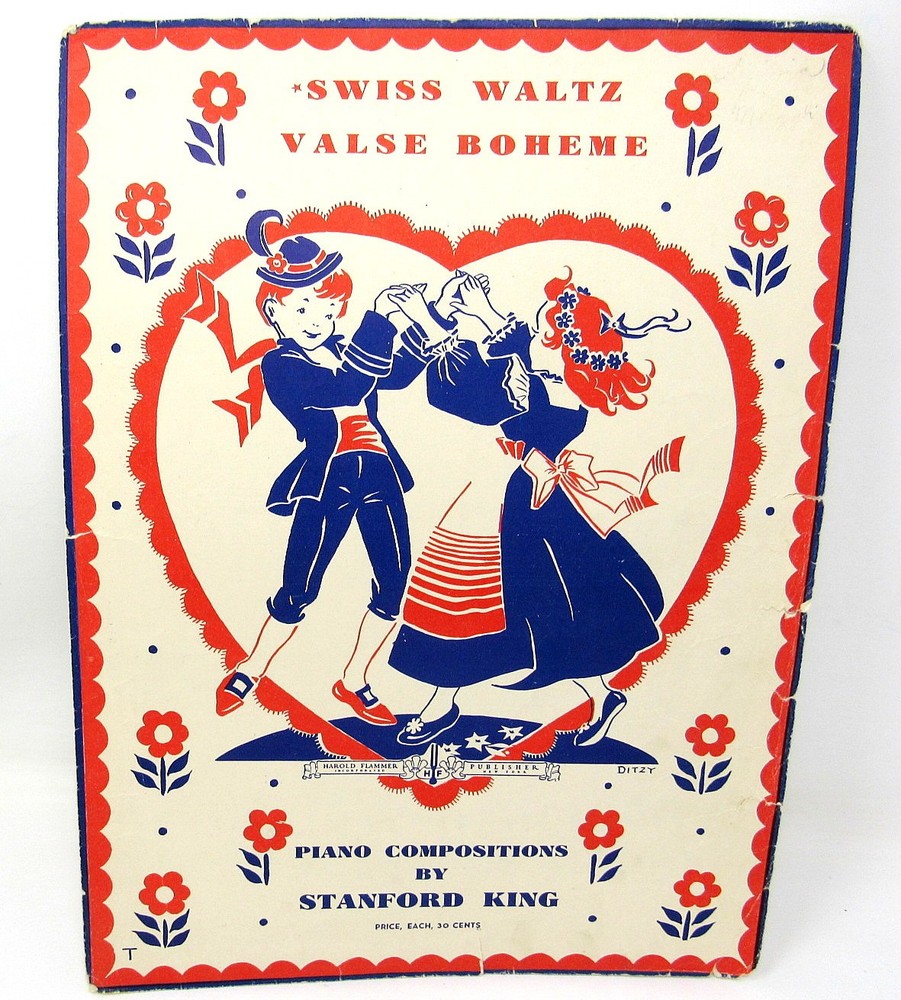Swiss Waltz Sheet Music Valse Boheme 1940 Piano Beginner US Seller