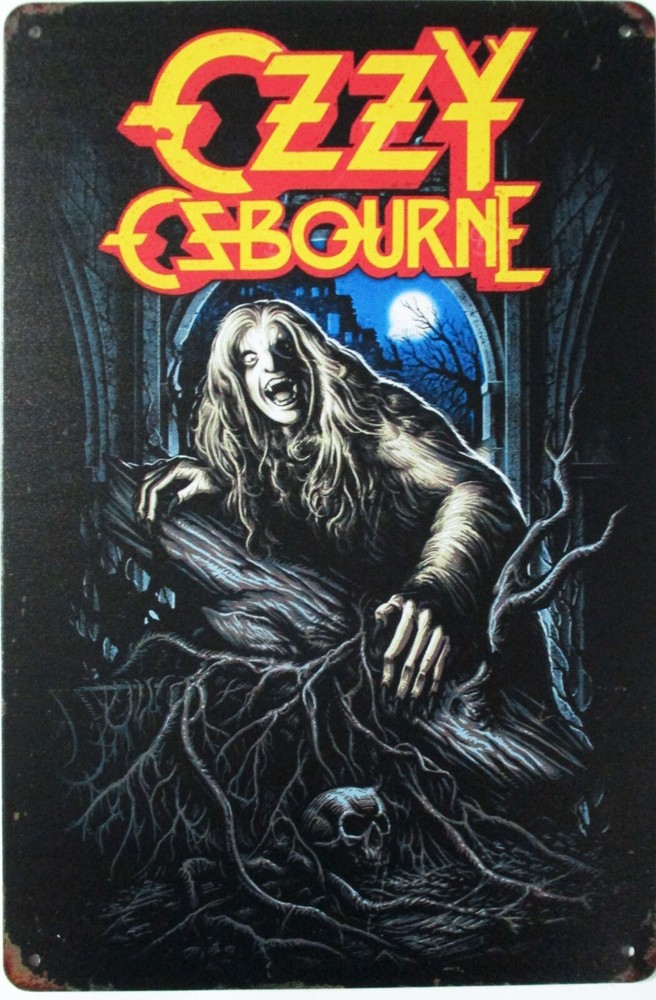 Ozzy Osbourne Tin sign Bark at The Moon Heavy metal rock poster Black sabbath