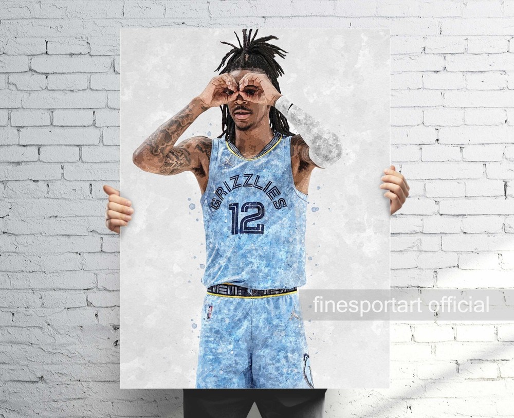 Ja Morant Memphis Grizzlies Poster, Canvas, Basketball print, Sports wall art