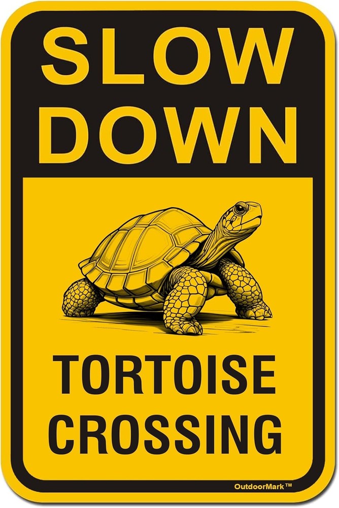 Slow Down Tin Metal Sign Tortoise Crossing Aluminum Street 8x12