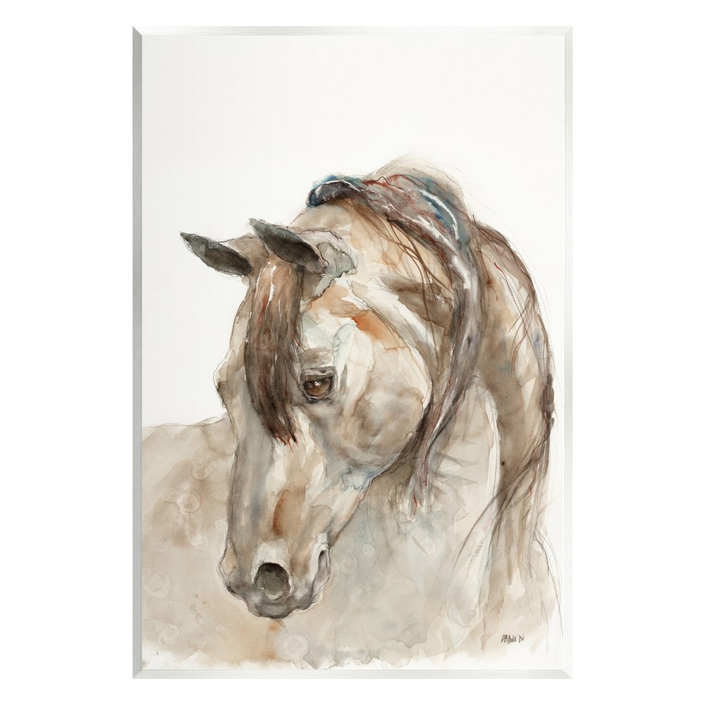 Stupell Gentle Horse Portrait Farm Animal Watercolor Detail