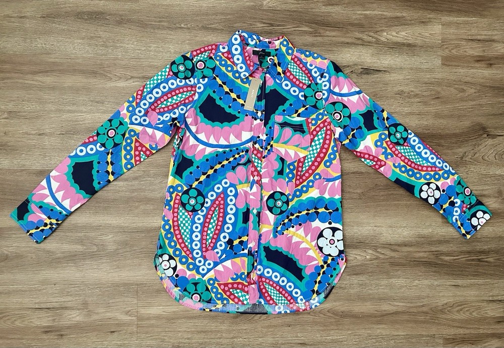 J Crew Women's Classic-fit Boy Shirt Ratti kaleidoscope floral print, NWT Size 4