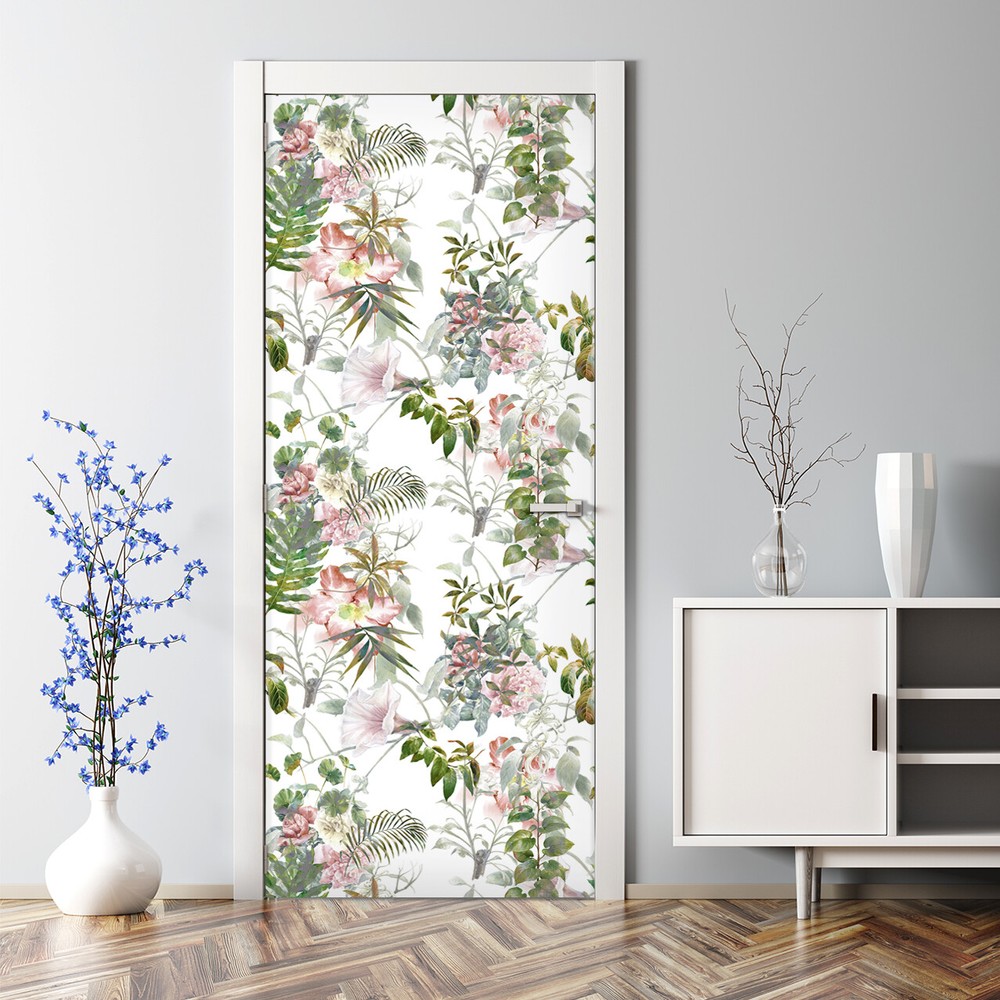 Bubble Free Door sticker Pastel Flowers Floral Self adhesive Peel and stick