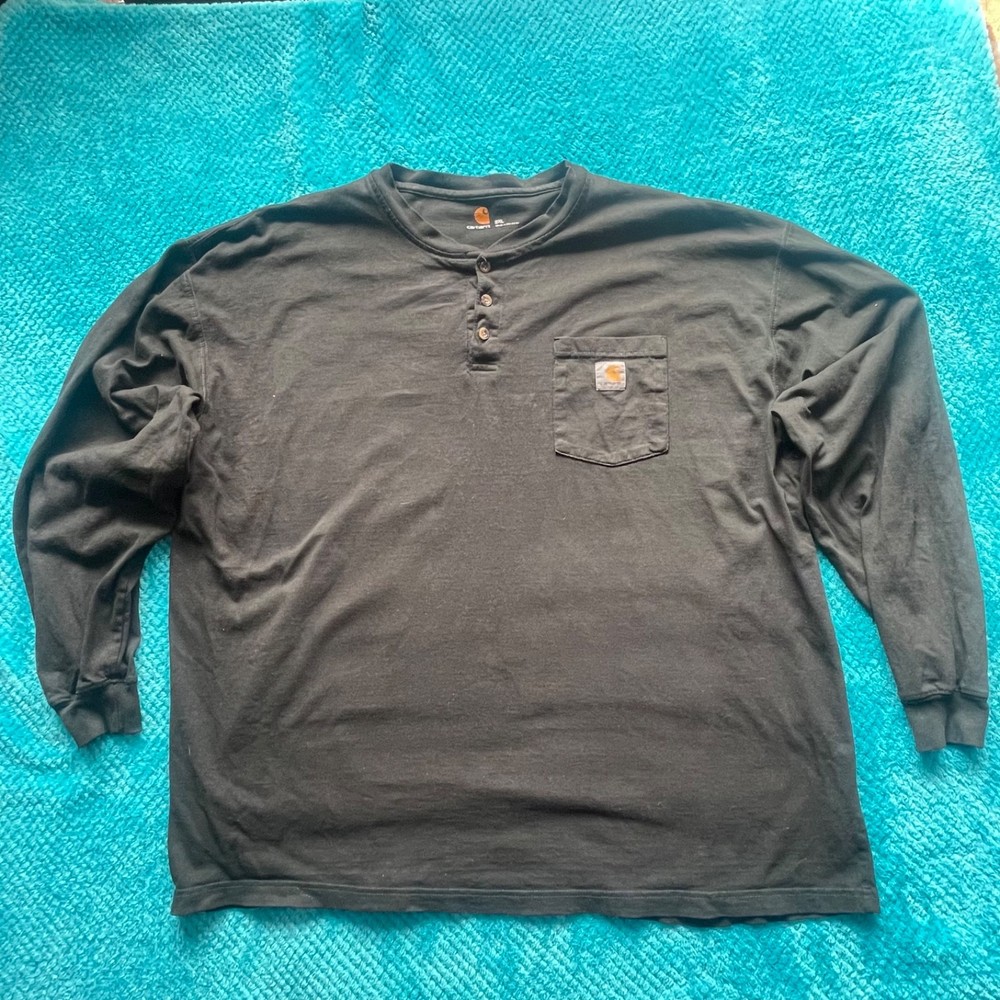 Carhartt T Shirt Long Sleeve Black XXL Original Fit PreLoved K128 Genuine Cotton