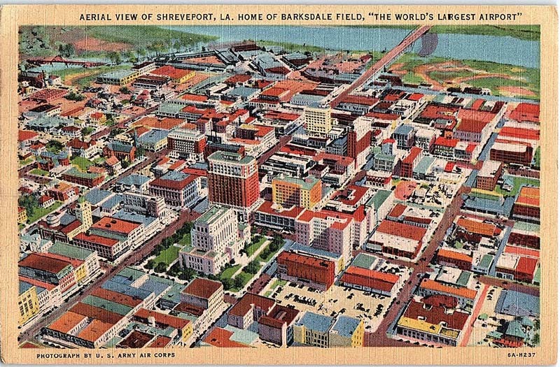 Postcard AERIAL VIEW SCENE Shreveport Louisiana LA m/09 AJ4827
