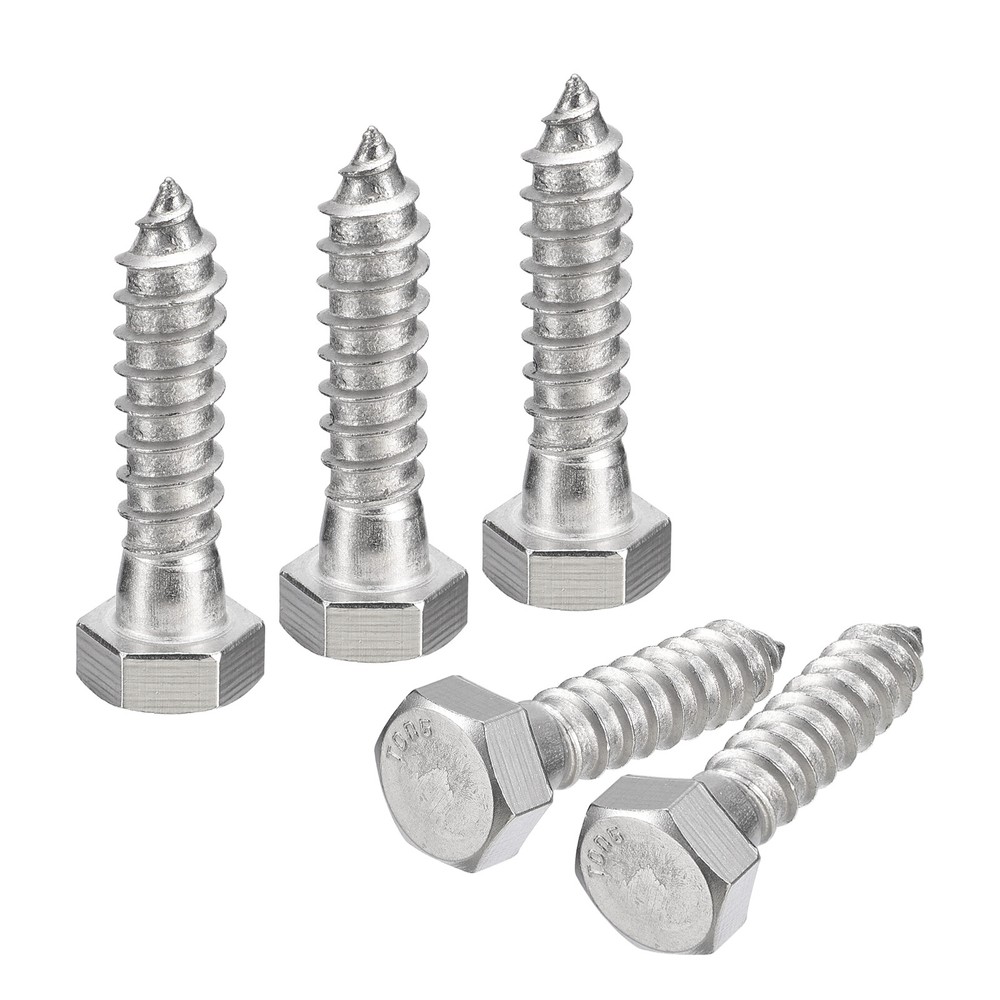 Hex Head Lag Screws 10pcs 1/2 x 2 Inch 304 Stainless Steel Wood Bolts