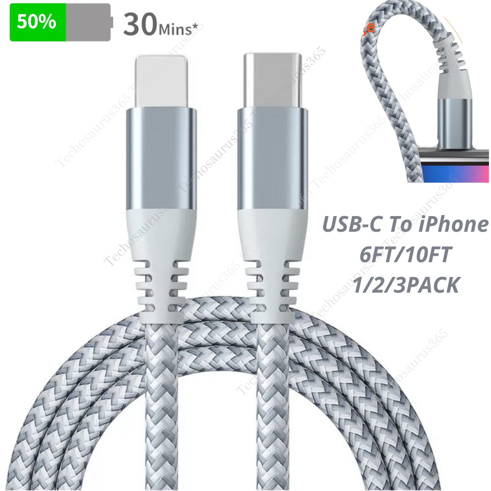 20W USB-C Fast Charger Cable for iPhone 14 13 12 11 - 6FT/10FT