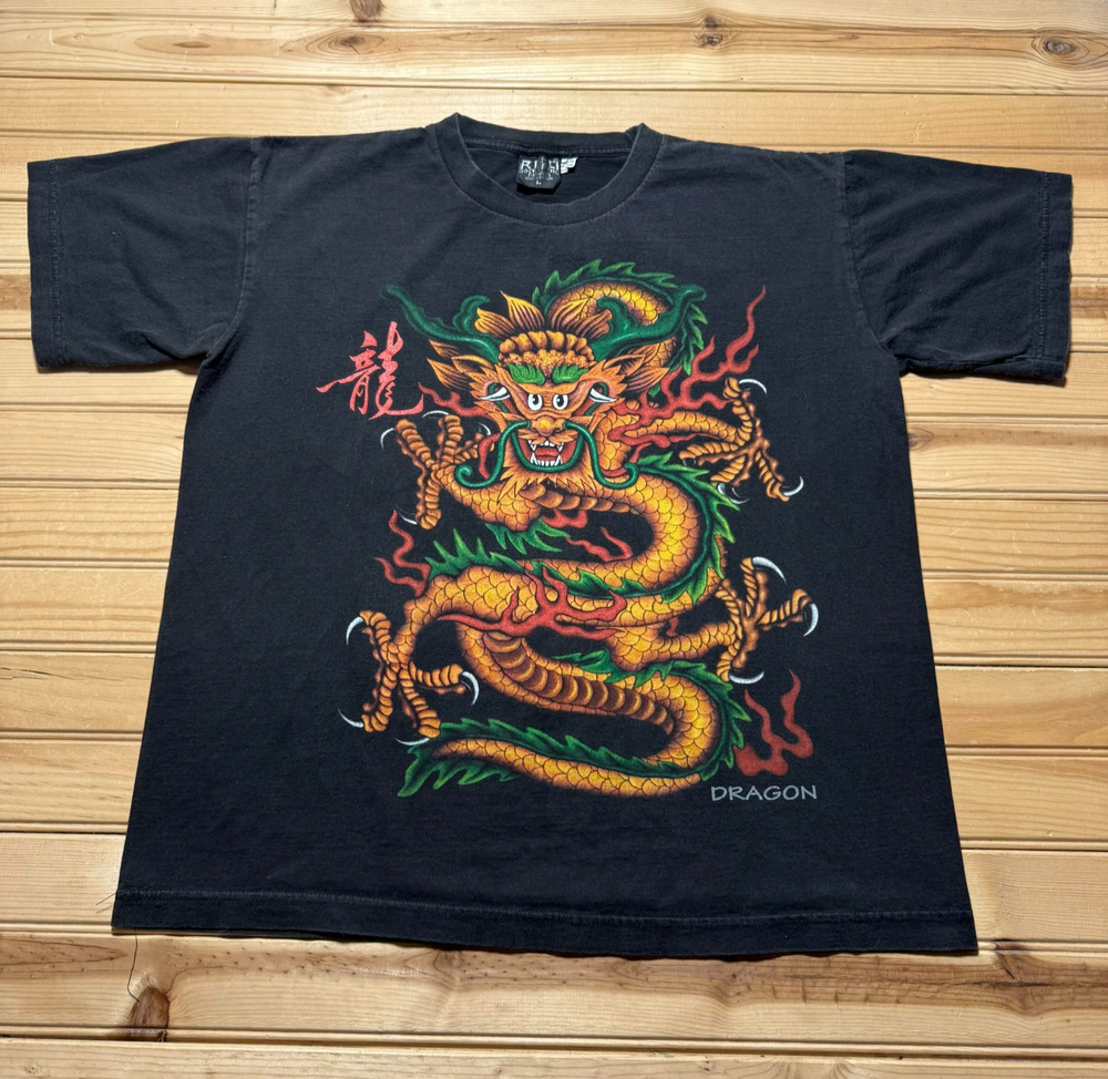 Vintage Y2K Chinese Dragon Grunge Streetwear Skater Crewneck Shirt - Size Large