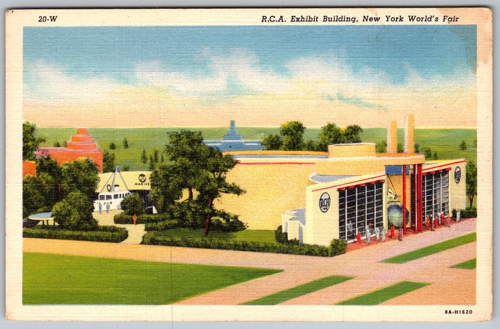 Vtg Linen Postcard Rca Exhibit Building New York, NY 1930s