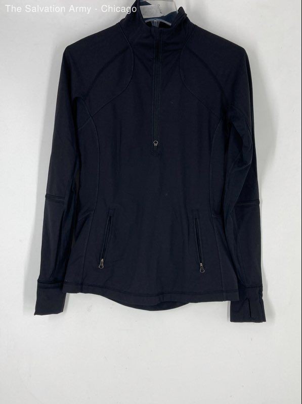 Lululemon Athletica Womens Black Long Sleeve Activewear 1/2 Zip Jacket Size 8