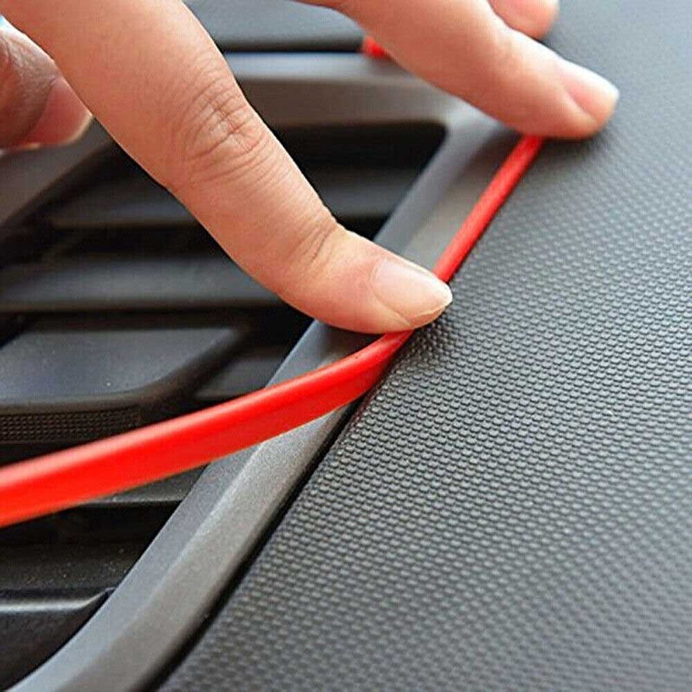 Red Car Interior Accessories Door Gap Edge Line Molding Trim Strip Decor For 5M