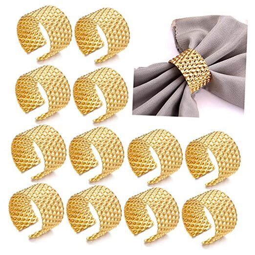 Handmade Gold HEIDKRUEGER Napkin Rings Set for Elegant Table Decor - 12 Pieces