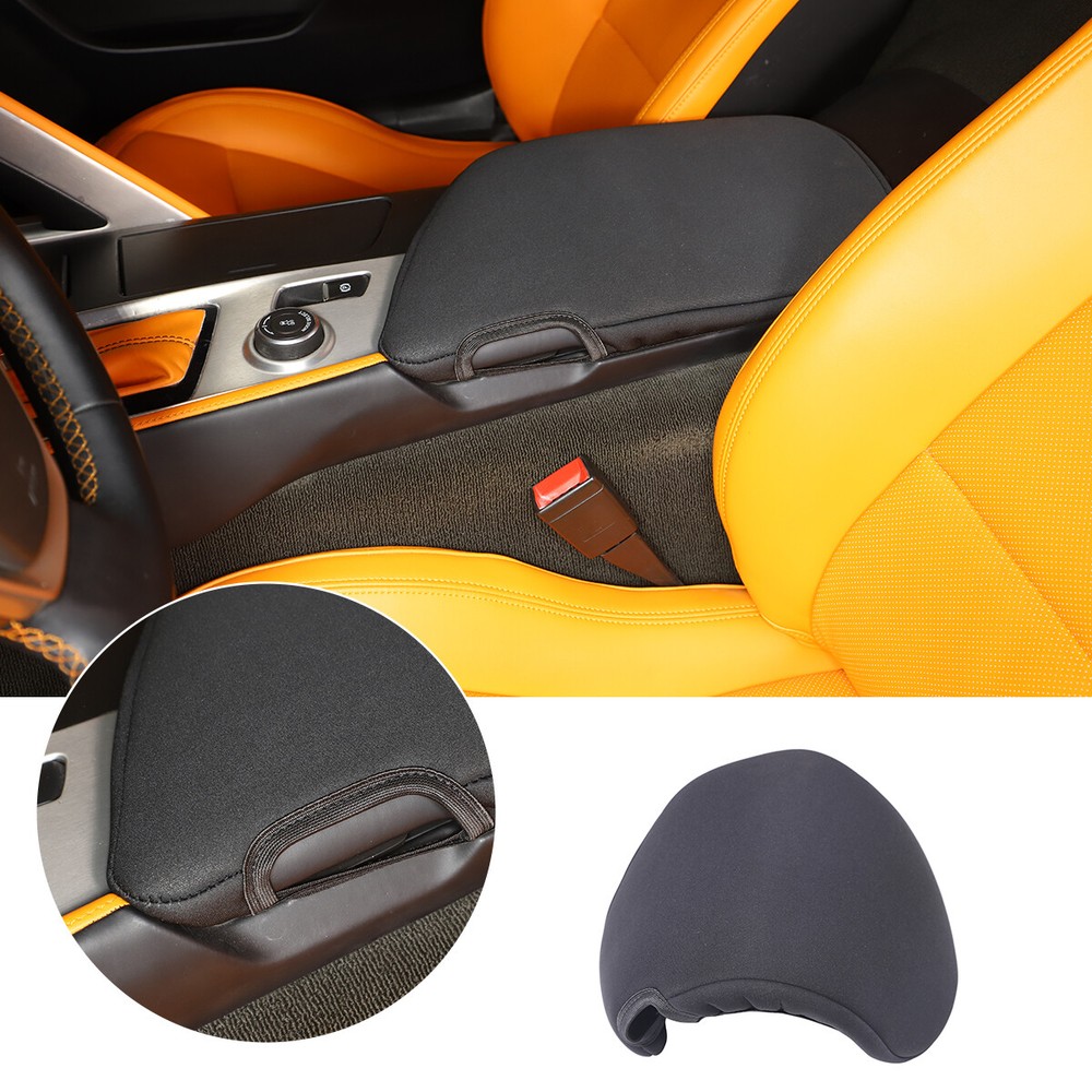 Black Interior Center Armrest Pad Protect Cover Trim for Corvette C7 2014-2019