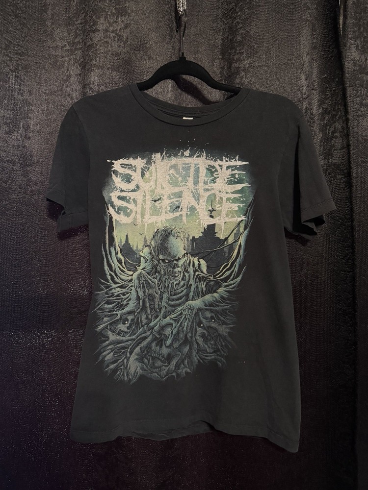 Vintage Suicide Silence Zombie Distressed Black Tshirt Small