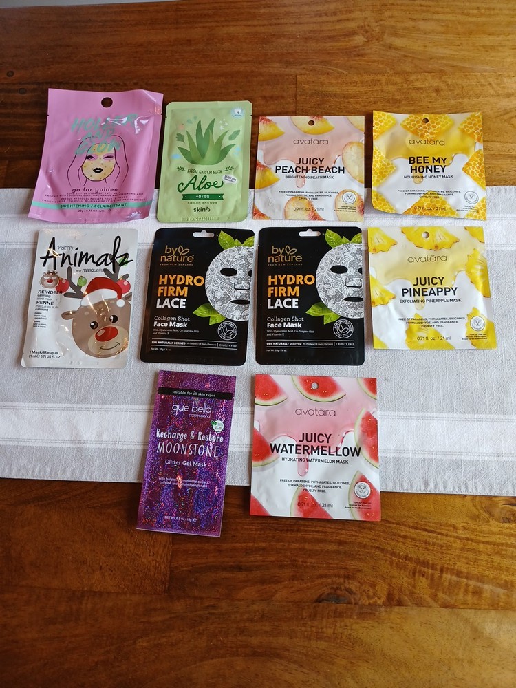 10-Piece Hydrating Face Mask Set – Avatara, By Nature, Que Bella Varieties