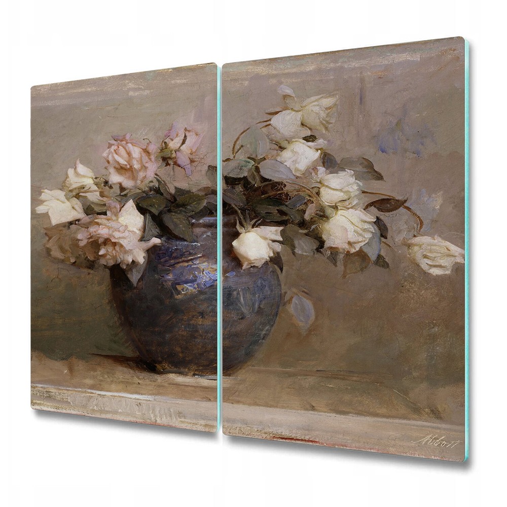 Glass Chopping Board Utensil Board Watercolour Roses In Vase Art 2x30x52