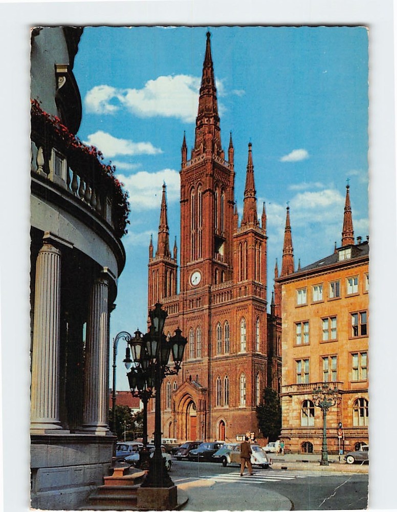 Postcard Marktkirche & Rathaus Wiesbaden Germany