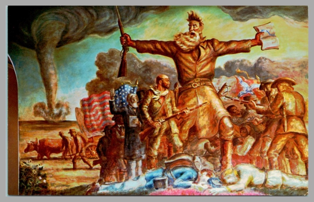 John Steuart Curry Murals Topeka Kansas Chrome 1940 Vintage Postcard