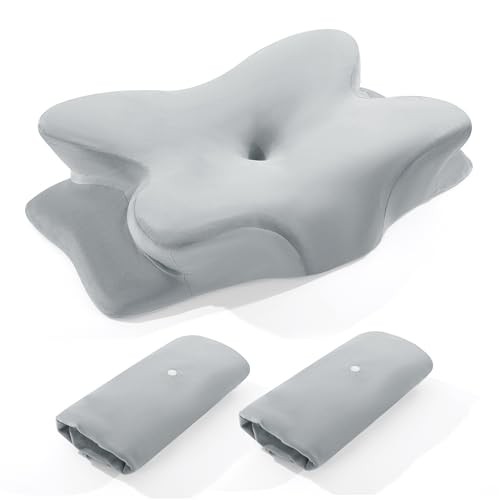 2 Soft Velvet Elastic Cervical Neck Pillow Cases in Light Gray