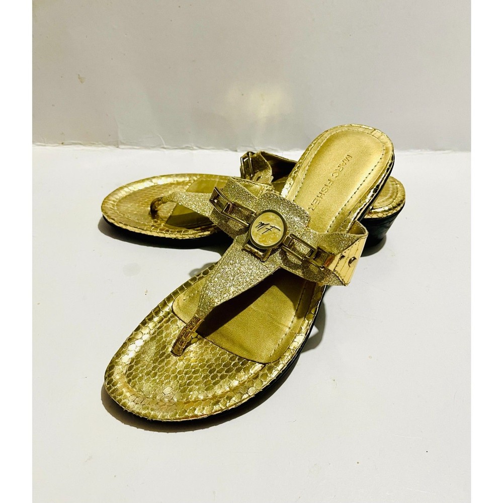 Marc Fisher Y2K gold sandals beach resort casual women size 8.5