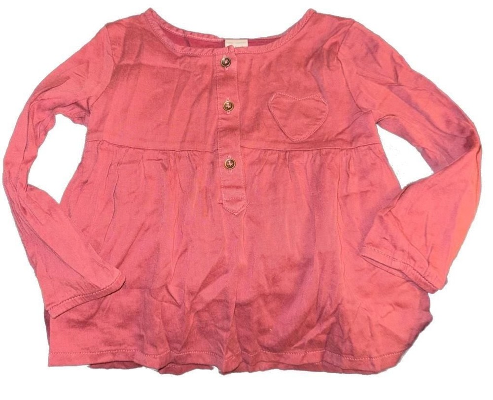 Carter's Toddler Girls Long Sleeve Heart Pocket Peplum Top Size 2T