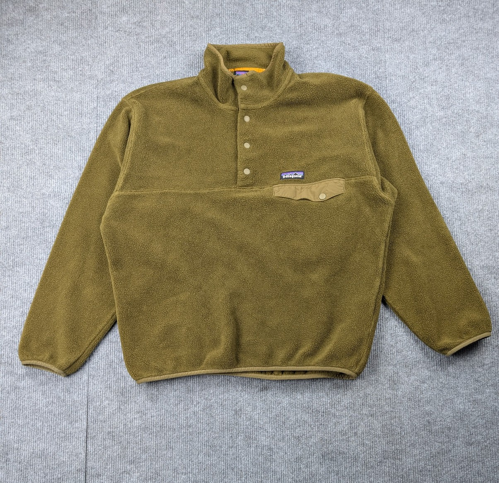Patagonia Synchilla Snap T Mens Medium Fleece Pullover Army Green Outdoor Hike
