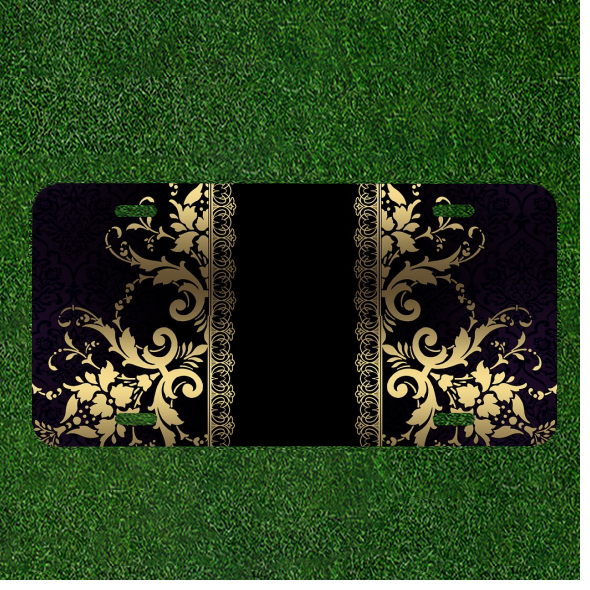 Custom Personalized License Plate Auto Tag With Stunning Golden Design Art