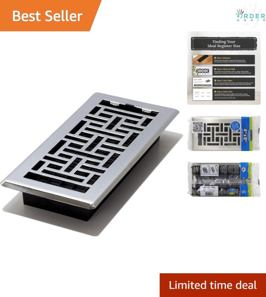 Metal Oriental Chrome Floor Vent Cover 4x10 Adjustable Air Register