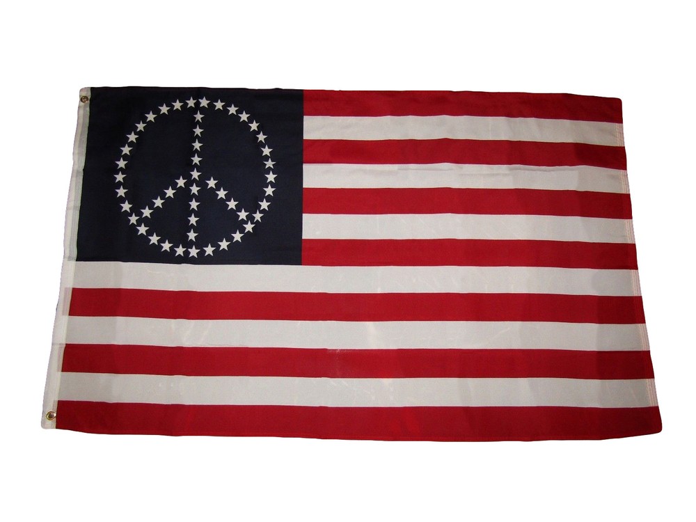 3x5 USA American Peace 50 Stars Peace Symbol Nylon Flag 3'x5' Banner Grommets
