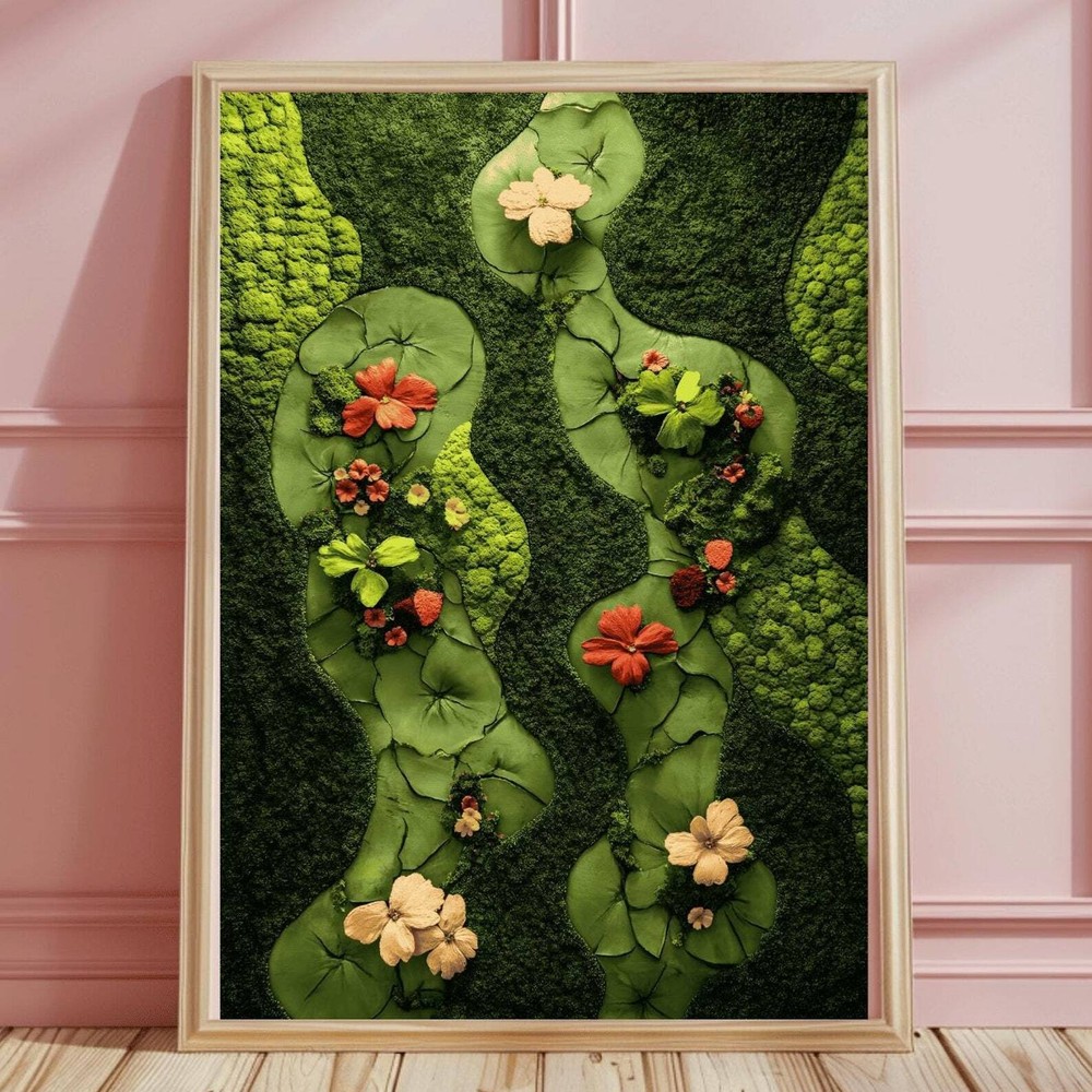 Moss Wall Art Print Green Moss Botanical Print For Office Nature Moss Decor