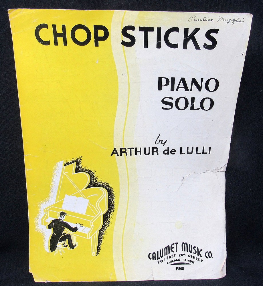 Chop Sticks Sheet Music 1935 Piano Solo DeLulli Glickman us