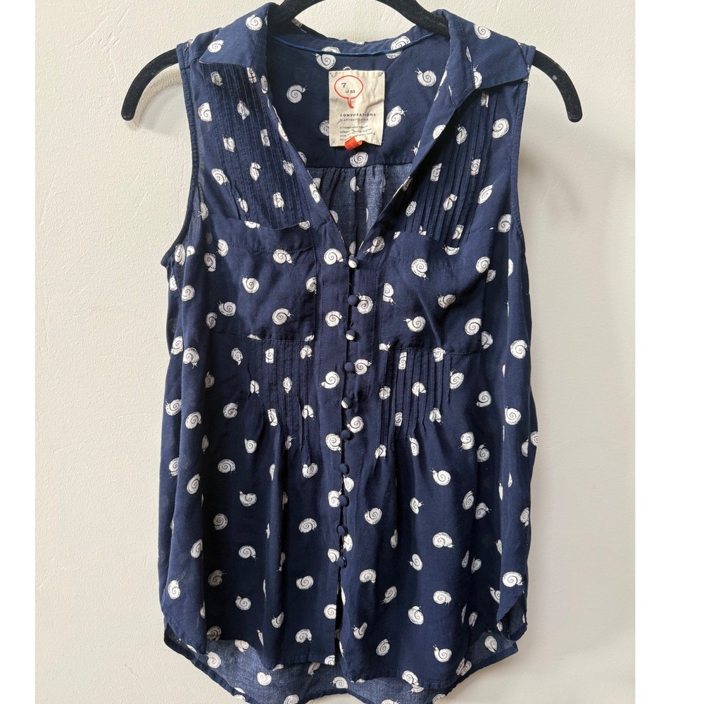 Anthropologie 7 of 52 Conversations Top Snail Sleeveless Blouse Womens Size XS