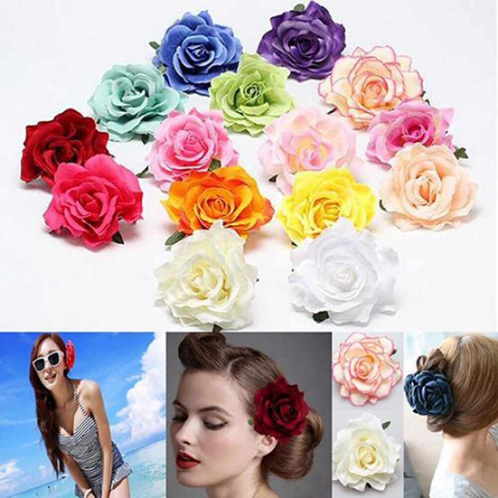 Women Rose Flower Bridal Hair Clip Grip Hairpin Brooch Wedding Party Accessories