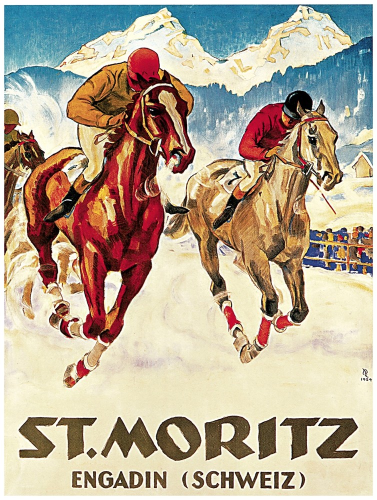 1058.St Moritz Schweiz Engadin Art Decor POSTER.Horse Race.Home office decor