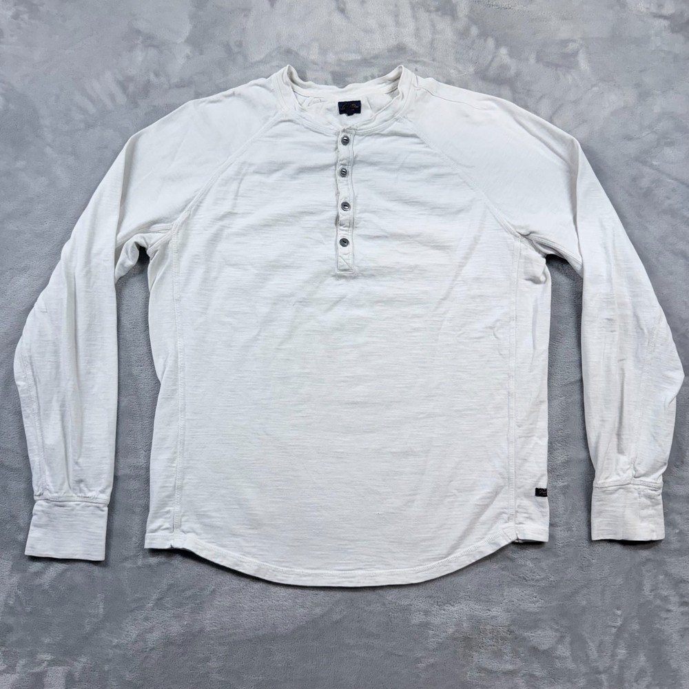 GOOD MAN Men's Long Sleeve Legend Henley Tee large White 100% Cotton