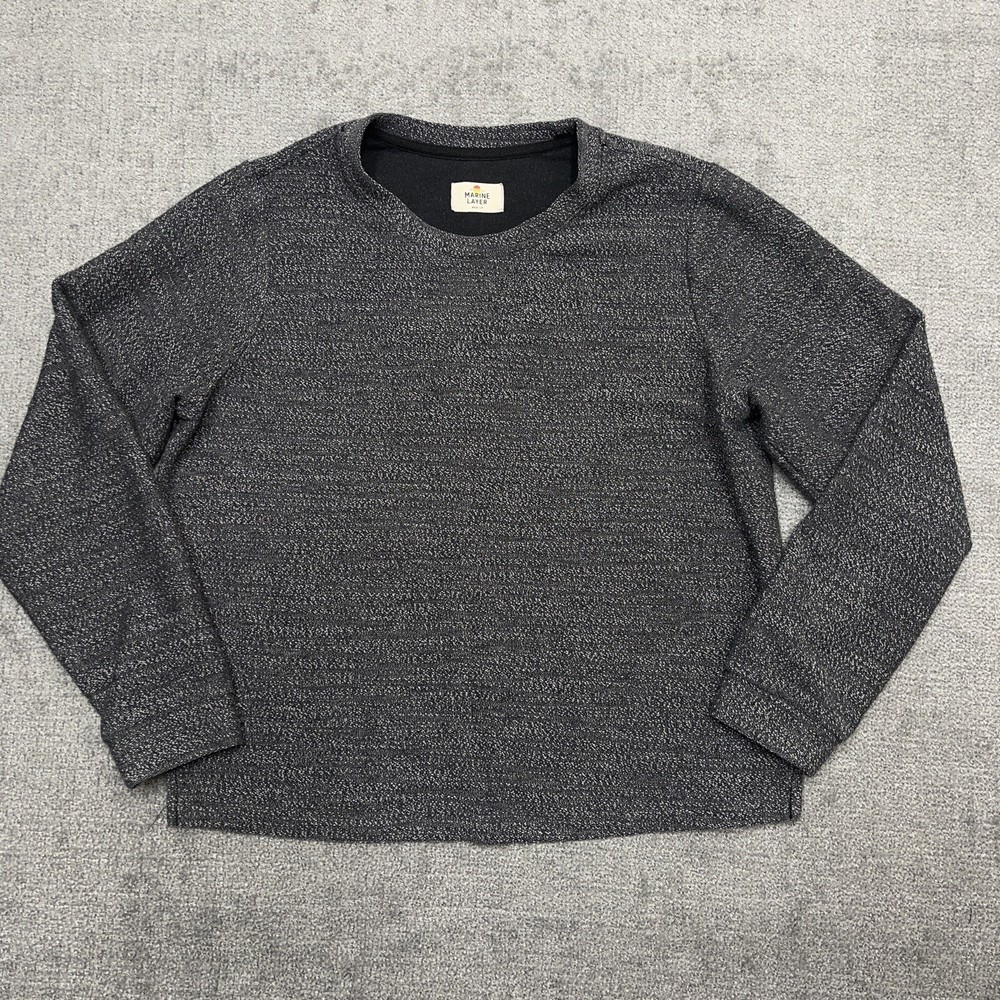 Marine Layer Womens Sweater Sweatshirt Gray Textured Crewneck Pullover Medium