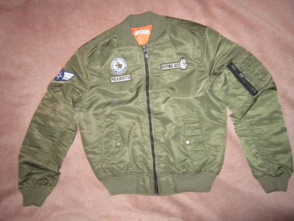 PEANUTS Snoopy Flying Ace Embroidery Patch MA-1 Jacket Big Back Print M New