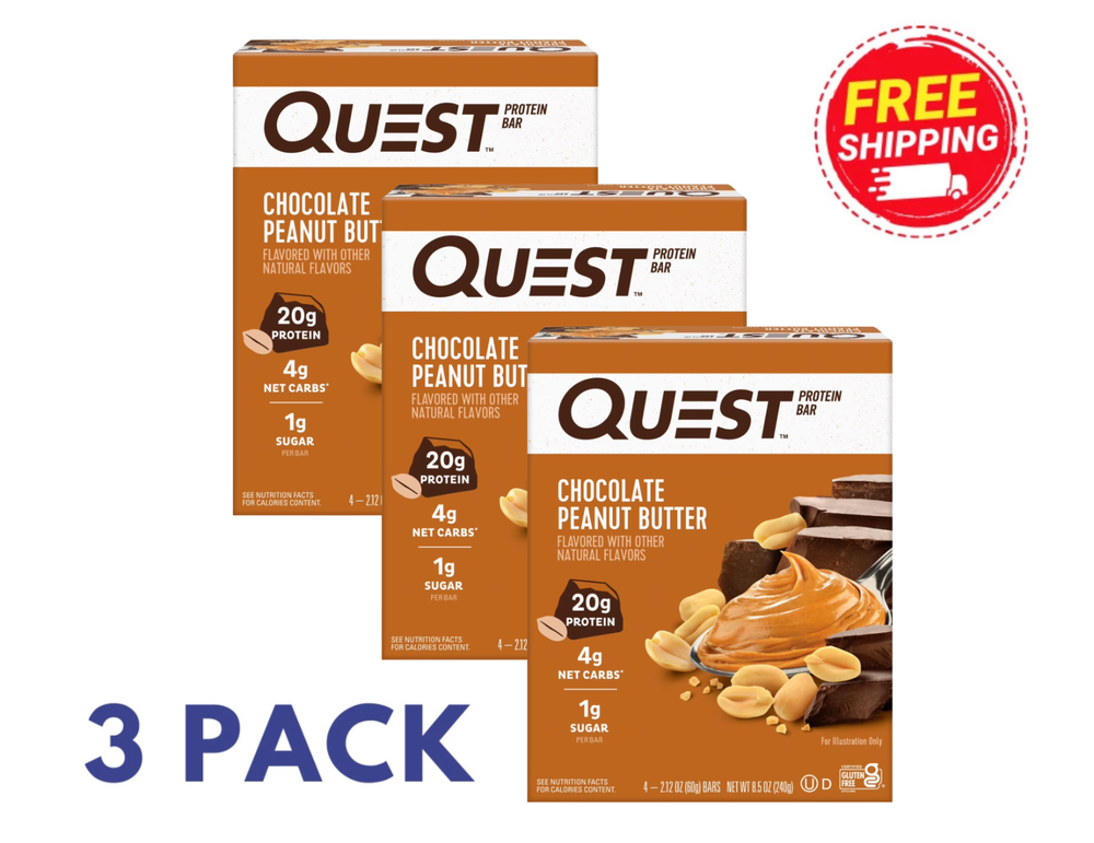 Quest Protein Bar Keto Bars, Chocolate Peanut Butter, 20g Protein, 12 Ct, New
