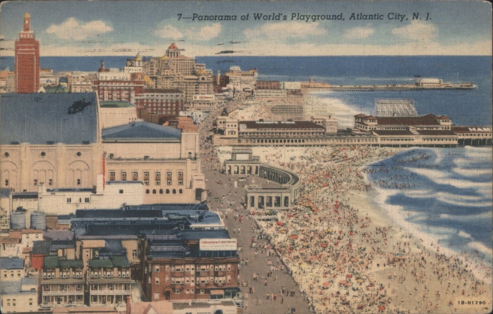 Atlantic City, New Jersey NJ Panorama of World's Playground Teich 1948 Postcard