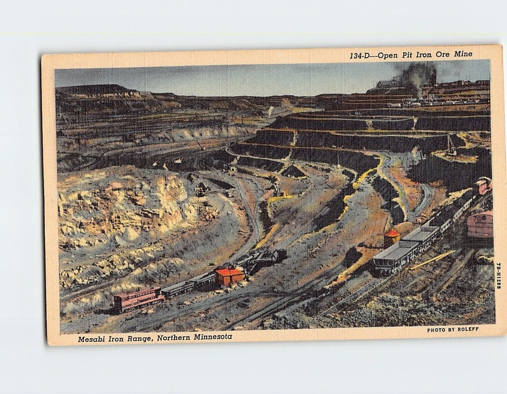 Postcard Open Pit Iron Mine Mesabi Iron Range Northern Minnesota USA