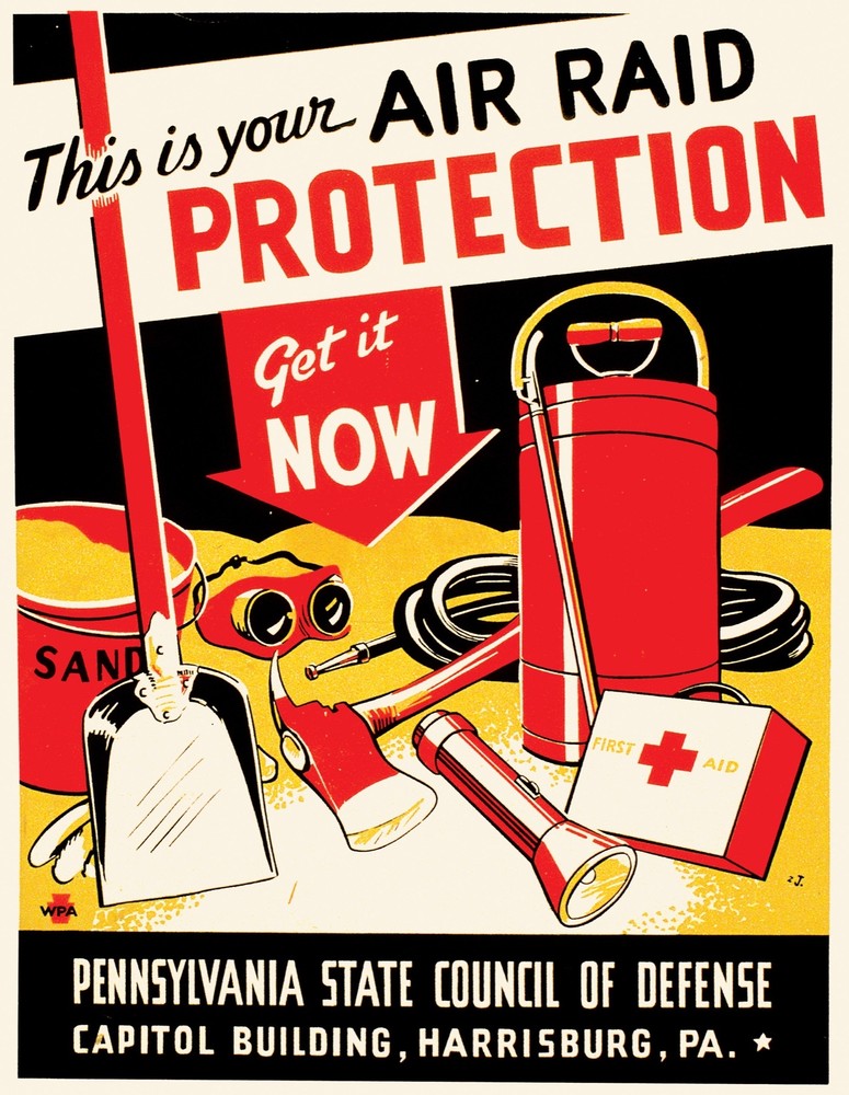 Decor Poster. Fine Graphic Art Design. Air raid protection. Home Wall Art. 1738