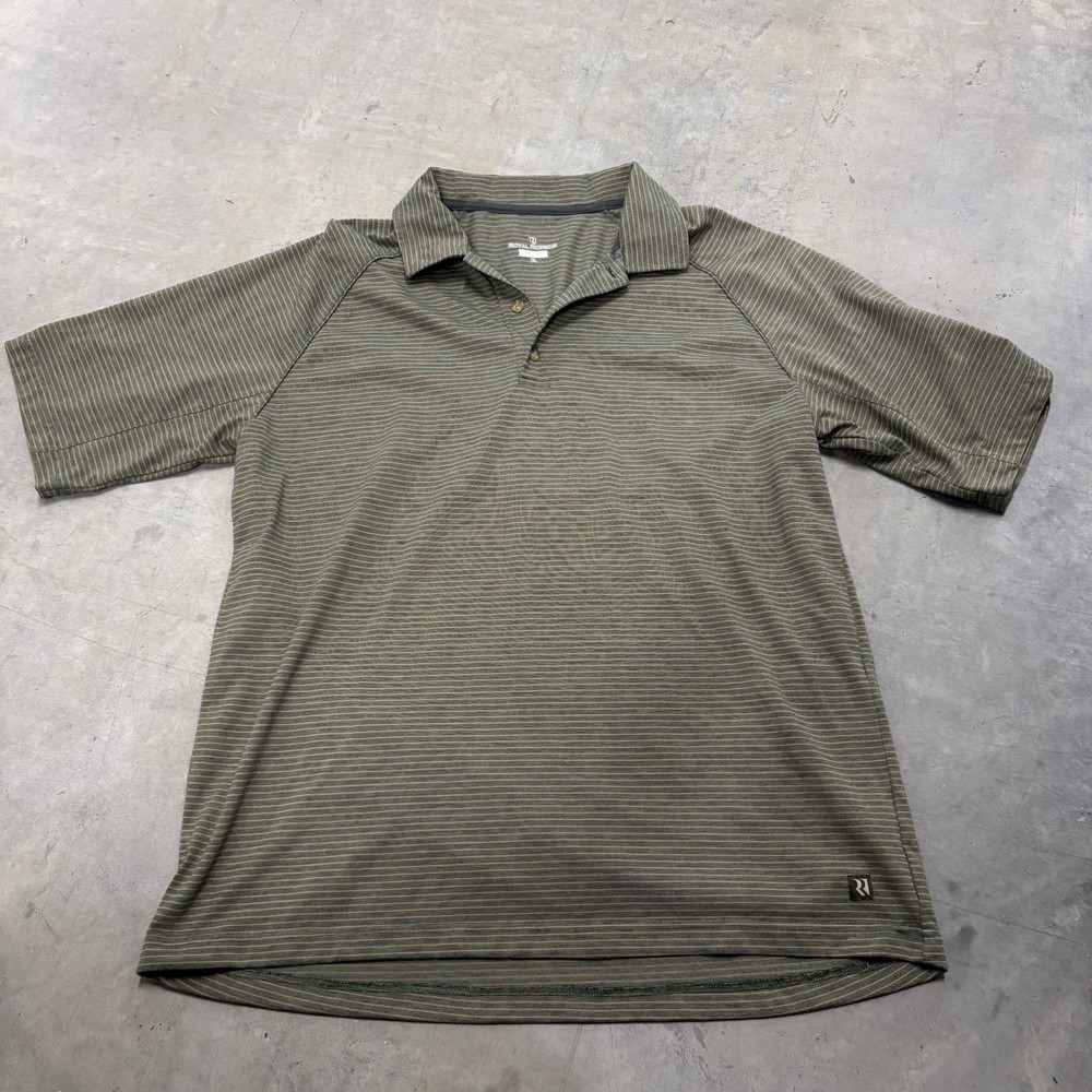 ROYAL ROBBINS Men's Gray Brown Striped Short Sleeve Polo Shirt XL